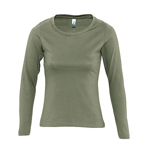 Sols Majestic Damen Longsleeve/T-Shirt, Langarm (M) (Khaki) von SOL'S