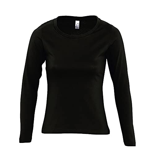 Sols Majestic Damen Longsleeve/T-Shirt, Langarm (XXL) (Tief Schwarz) von SOL'S