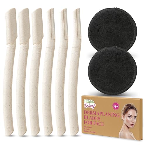 SOL Dermaplaning-Klingen für Gesicht & 2 Bambus-Pads – glattes Hautpeeling, Pfirsich-Fuzz-Entfernung, Präzisions-Augenbrauenrasierer, sanfter Gesichtsrasierer, rutschfester Griff, wiederverwendbare SOL Dermaplaning-Klingen für Gesicht & 2 Bambus-Pads – glattes Hautpeeling, Pfirsich-Fuzz-Entfernung, Präzisions-Augenbrauenrasierer, sanfter Gesichtsrasierer, rutschfester Griff, wiederverwendbare von SOL