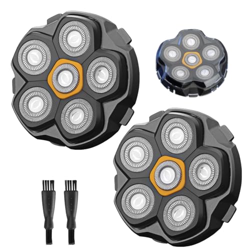 Magnetischer Ersatz-Scherkopf mit 6 Klingen, waschbare Rasierklingenköpfe, Ersatz für Kopfrasierer für Herren, 2 Stück Magnetischer Ersatz-Scherkopf mit 6 Klingen, waschbare Rasierklingenköpfe, Ersatz für Kopfrasierer für Herren, 2 Stück von SOLASKY