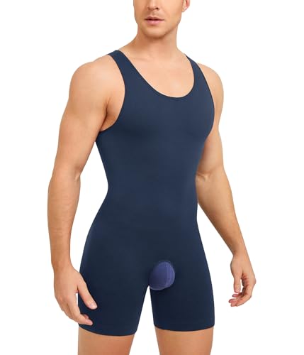 SOLCYSX Herren ärmelloses Ganzkörper-Shaper-Unterhemd, Figurformendes Kompressions-Bodysuit Shapewear, Bauchkontrolle, Blau, X-Large/XX-Large von SOLCYSX