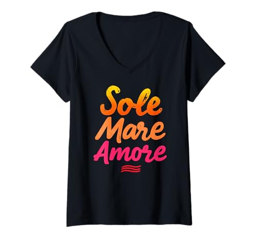 Damen Sole MARE Amore X Sonne Strand Meer Liebe Urlaub - FRONTAL T-Shirt mit V-Ausschnitt Damen Sole MARE Amore X Sonne Strand Meer Liebe Urlaub - FRONTAL T-Shirt mit V-Ausschnitt von SOLE MARE AMORE X ON VACATION SUMMER LOVE CLUB