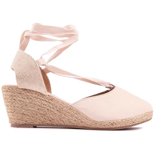 Solesister Damen Zoe Wide Fit Espadrilles Schuhe Neutral 37 EU von SOLE