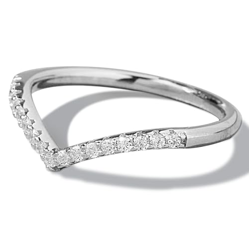 SOLIAXDIY 925 Sterling Silber Ring Cubic Zirconia für Frauen, V Form Ring Damen Silber Stapelbar dünnen Silberring für Engagement, Hochzeit & Versprechen Geschenk von SOLIAXDIY