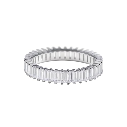SOLIAXDIY 925 Sterling Silber Ring für Frauen, Baguette Cubic Zirconia Ringe Damen Silber Stapelbar dünnen Silberring für Engagement, Hochzeit & Versprechen Geschenk von SOLIAXDIY