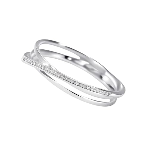 SOLIAXDIY 925 Sterling Silber Ring für Frauen, Crossover Cubic Zirconia Ringe Damen Silber Stapelbar dünnen Silberring für Engagement, Hochzeit & Versprechen Geschenk von SOLIAXDIY