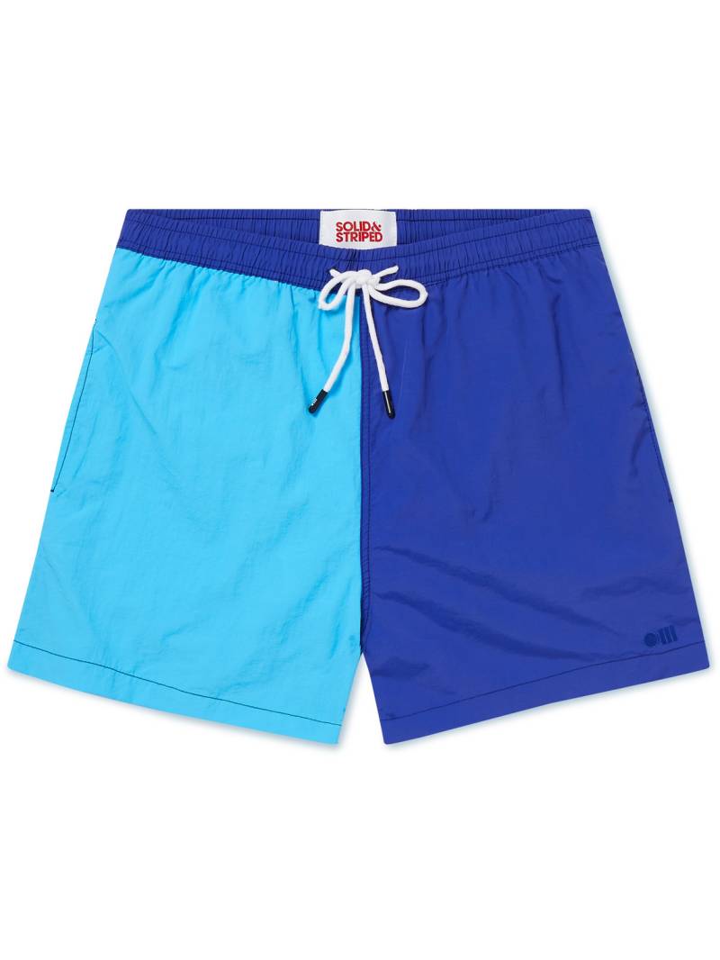 SOLID & STRIPED - The Classic Straight-Leg Mid-Length Colour-Block Swim Shorts - Men - Blue - S von SOLID & STRIPED