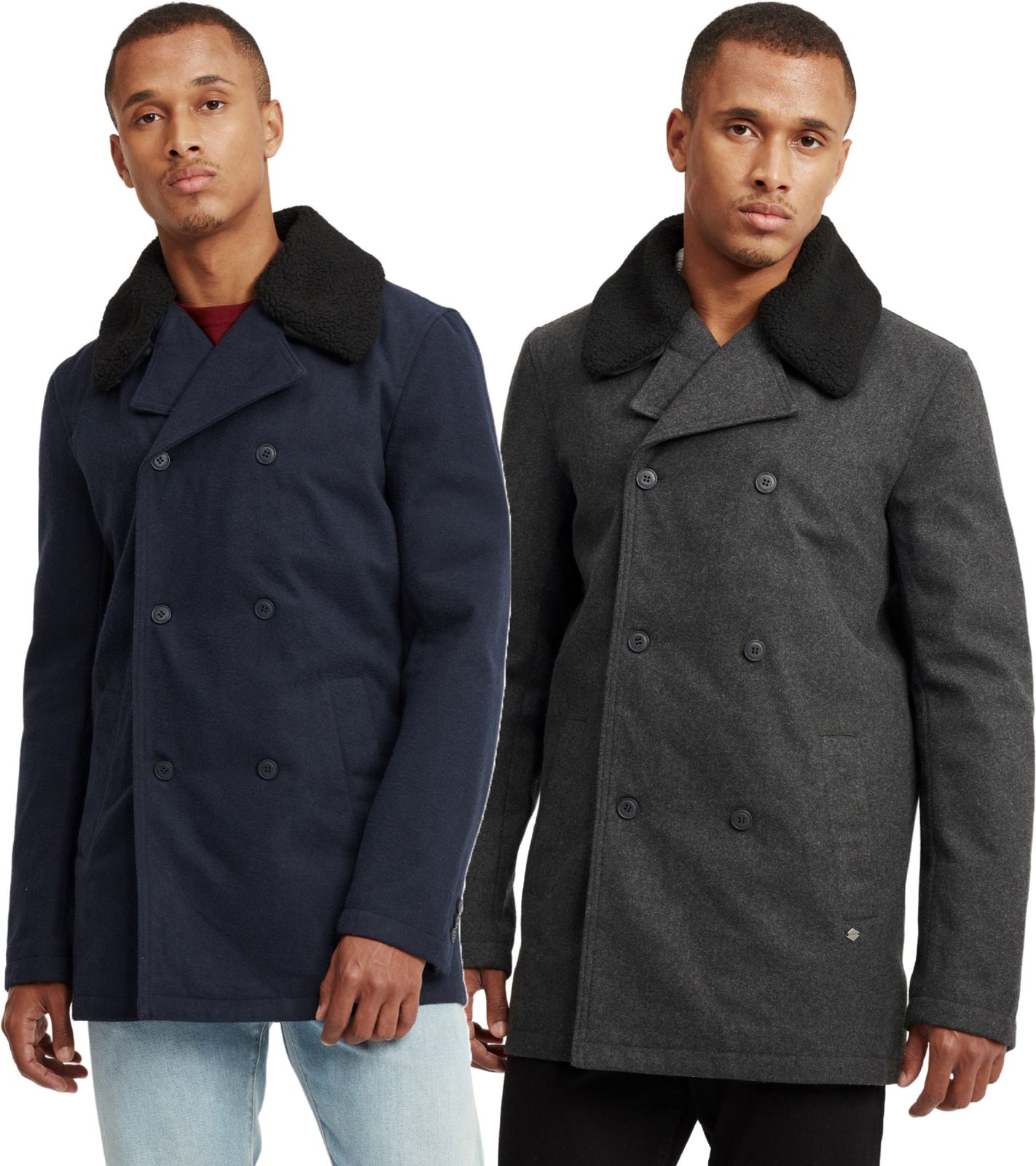 SOLID Herren Business-Parka mit abnehmbarem Teddyfell-Besatz am Kragen Woll-Mantel Regular Fit Pinto 21300325ME von SOLID