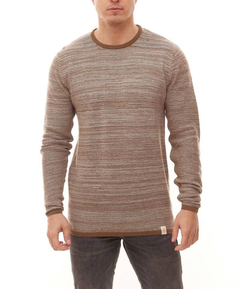 SOLID Mink Herren Pulli recycelter Strick-Pullover in Melange-Optik aus Baumwolle 21300422 Beige/Braun von SOLID