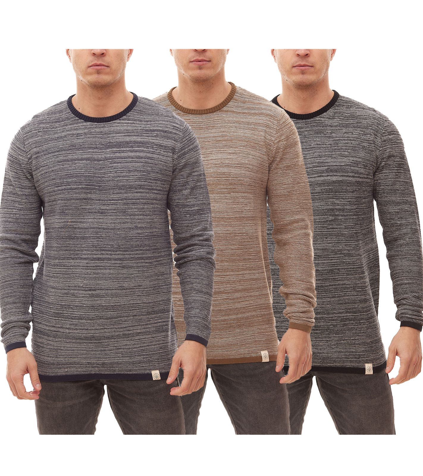 SOLID Mink Herren Pulli recycelter Strick-Pullover aus Baumwolle in Melange-Optik 21300422 von SOLID