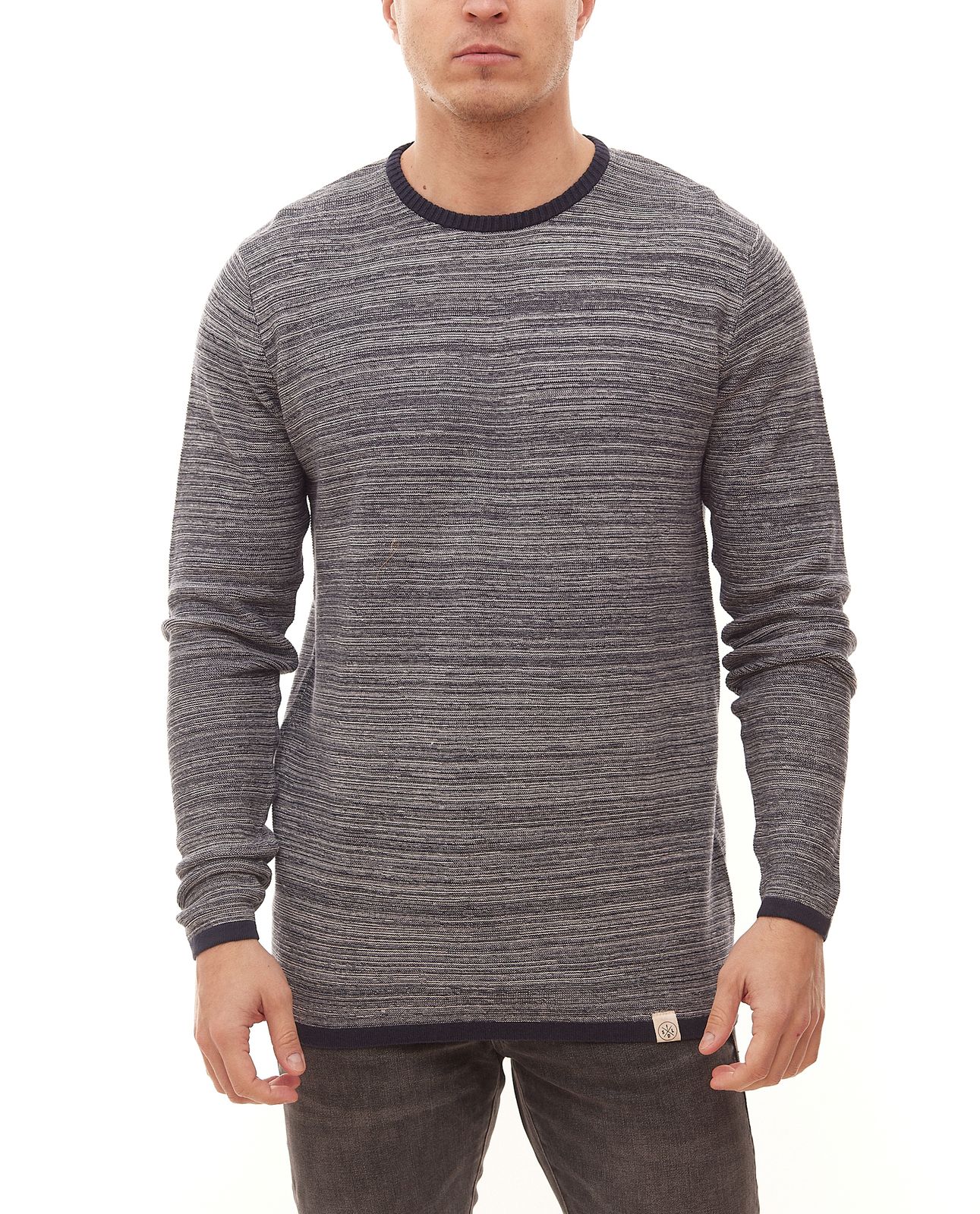 SOLID Mink Herren Strick-Pullover nachhaltiger Pulli aus Baumwolle in Melange-Optik 21300422 Blau von SOLID