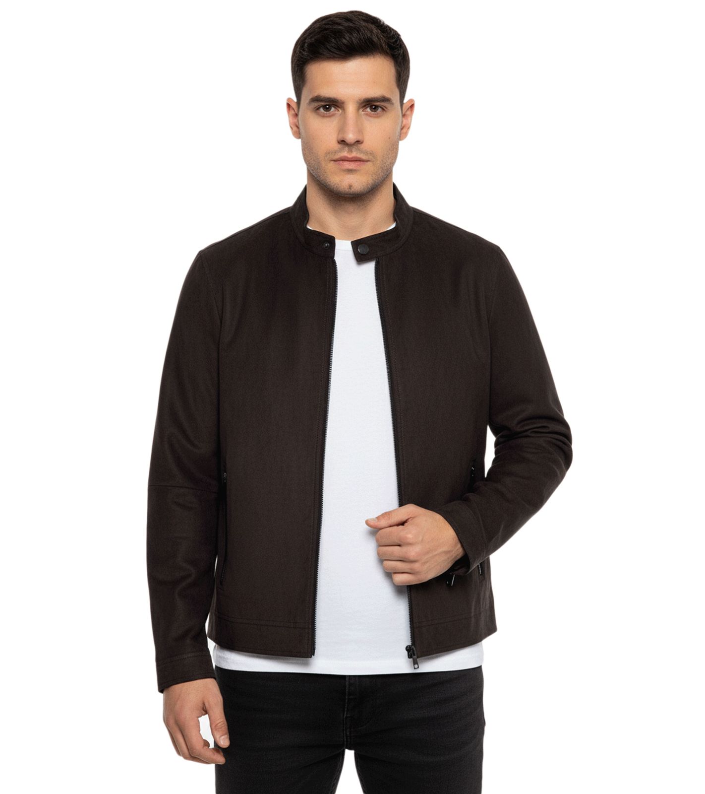 !SOLID Vamos Herren Kunstleder-Jacke modische Übergangs-Jacke mit Taschen 21301240ME 194008 Schwarz von SOLID