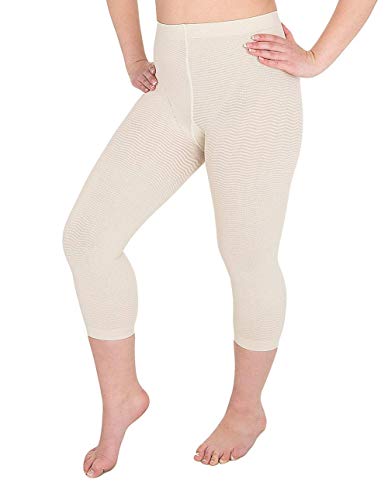 SOLIDEA Damen Leggings Modell Capri, Mikro-massierend Silver Wave Corsaro Vorbeugende Abgestufte Kompression (Champagne, 40) von SOLIDEA