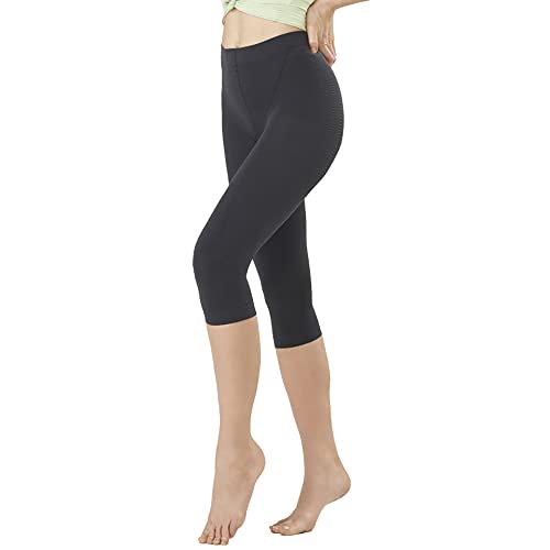 SOLIDEA Damen Leggings Modell Capri, Mikro-massierend Silver Wave Corsaro Vorbeugende Abgestufte Kompression (Rauchgrau, 40) von SOLIDEA