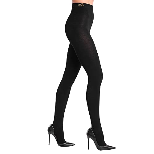 SOLIDEA Essentia Merino Jasmine Damen-Strumpfhose mit abgestufter Kompression, 13/18 mmHg, abgestufte Kompressionsstrumpfhose für Damen, Thermostrumpfhose für Damen, Schwarz , 50 von SOLIDEA