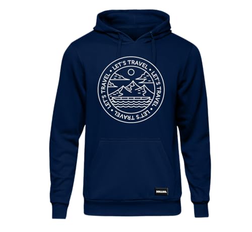 SOLLSO. Premium Hoodie Let’s Travel, Größe 10XL, Farbe Navy Blue, Übergrößen Kapuzenpullover Oversize von SOLLSO