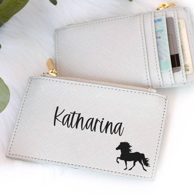 Mini-Geldbörse Portemonnaie Personalisiert | Design Name + Symbol Geschenk, Geschenkidee, Pferd, Pferdemädchen, Isländer, Islandpferd von SOLLYOnlineShop