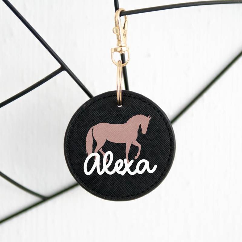 Schlüsselanhänger Rund "Pferd + Wunschwort" | Personalisiert Geschenk, Geschenkidee, Pferd, Pferdemädchen von SOLLYOnlineShop