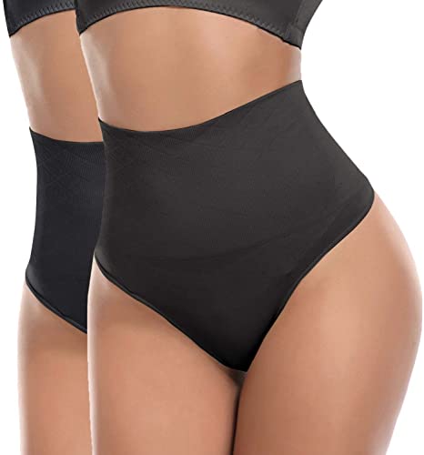 SOLO ACTFIT Damen Miederslip Bauchweg Mieder String Tanga Unterwäsche Hohe Taille Figurformende Slip Stark Miederhose Shapewear Unterhose (as3, Alpha, m, Regular, Regular, Schwarz*2) von SOLO ACTFIT