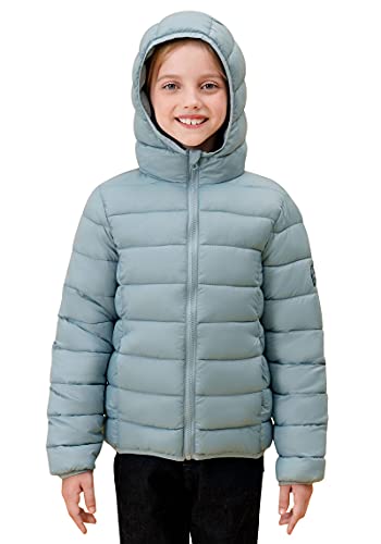 SOLOCOTE Jungen Wintermäntel Leichtgewichtige Wasserabweisende Winddichte Packbare Kapuzen Daunen Wie Wattierung Jacke Graublau 8 Jahre von SOLOCOTE