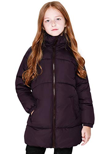 SOLOCOTE Mädchen Wintermäntel Heavyweight Mediun Länge Warme Jacken Daunenähnliche Baumwolle Watte Outwear Lila 128 von SOLOCOTE