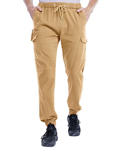 SOLOYEE Cargohose Herren Jogginghose Baumwolle Trainingshose Freizeithose Sporthose Sweathose Männer Basic Slim Fit LäSsige Jogger Hose Pants, Khaki S von SOLOYEE