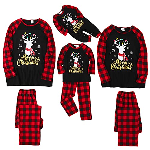 SOLOYEE Weihnachten Familie Schlafanzug Set Santa Elk Crew Tie Damen Herren Baby Jungen Mädchen Winter Weihnachten Anzüge Langarm Pyjamas Home Set (Schwarz für Herren)，L von SOLOYEE