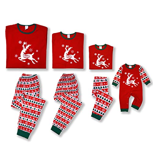 SOLOYEE Weihnachten Familie Schlafanzug für Damen Herren Baby Mädchen Jungen Christmas Fun-Nachtwäsche Pyjama Hausanzug Set Rot(für Herren), M von SOLOYEE
