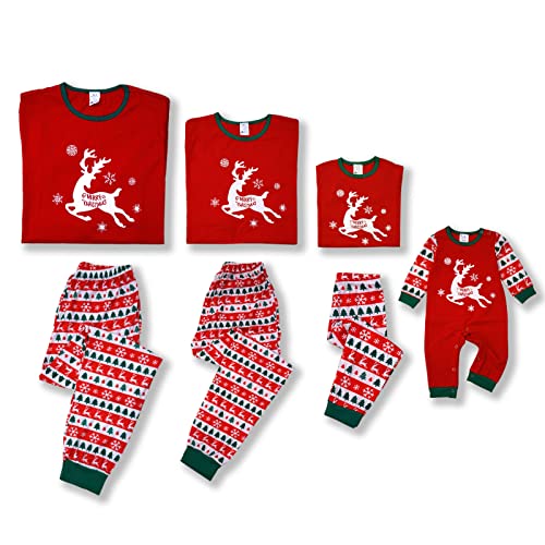 SOLOYEE Weihnachten Familie Schlafanzug für Damen Herren Baby Mädchen Jungen Christmas Fun-Nachtwäsche Pyjama Hausanzug Set Rot(für Herren), XL von SOLOYEE