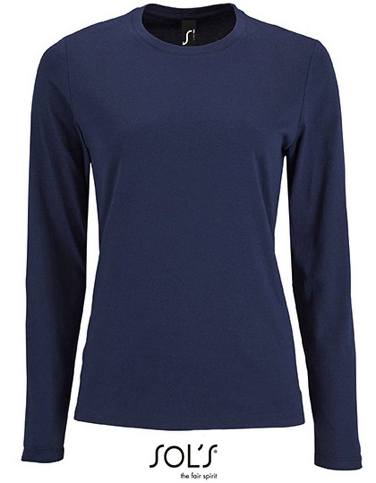 SOLS Langarmshirt 1er/2er Pack Damen Langarm-Shirt für Frauen Gr. S bis XXL (1-tlg) 100% Baumwolle - 190 g/m² von SOLS