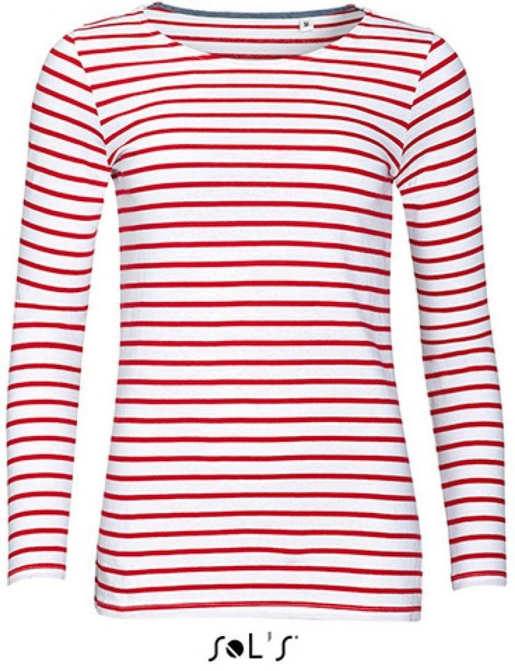 SOLS Langarmshirt Damen Longsleeve Striped T-Shirt Marine gestreift SOLS Langarmshirt Damen Longsleeve Striped T-Shirt Marine gestreift von SOLS
