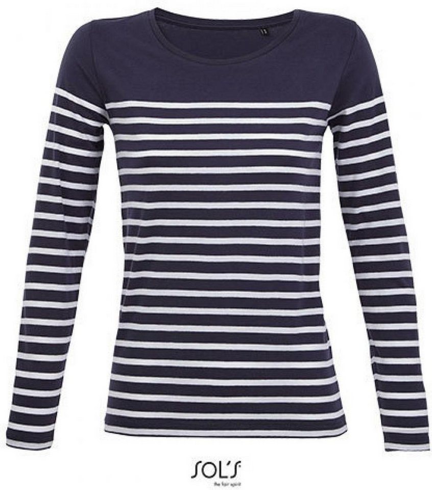 SOLS Langarmshirt Damen Shirt Women´s Long Sleeve Striped T-Shirt Matelot von SOLS