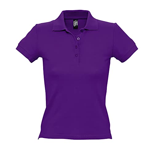 Sols People Damen Polo-Shirt, Kurzarm (XL) (Dunkelviolett) von SOL'S