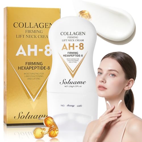 AH-8 Firming Neck Cream, Collagen Halscreme zum Straffen und Festigen Haut mit Massagerolle, Halsstraffungscreme, Hydrating für Männer und Frauen, 120g AH-8 Firming Neck Cream, Collagen Halscreme zum Straffen und Festigen Haut mit Massagerolle, Halsstraffungscreme, Hydrating für Männer und Frauen, 120g von SOLUAME