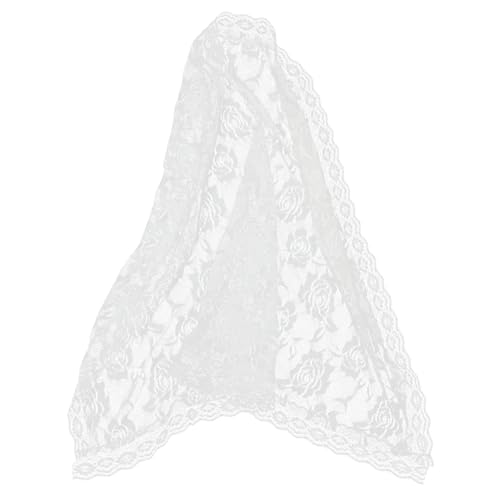 Kirchenturban Masse Schal Spitze Kirchenschleier Kopfbedeckung Mit Floraler Lateinischer Masse Kopfbedeckungsschal Kurzer Schal Für Brautfrauen Kapelle Dreieck Haarmaske Fräulein von SOLUSTRE
