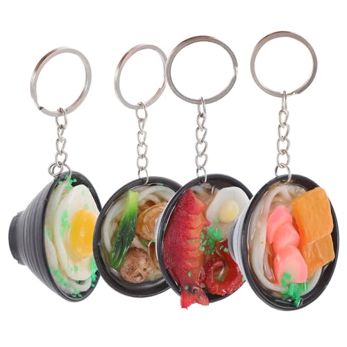 Lebensmittel- Schlüsselanh?nger 4Pcs Lebensmittel Keychain Ramen Schlüssel Ringe Schlüssel Halter Tasche Anh?nger Mini Spielzeug Party Favors Küche Puppenhaus Zubeh?r für Jungen M?dchen Geschenk ( von SOLUSTRE