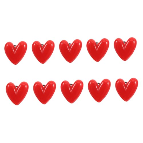 SOLUSTRE 10 Stück Teiliges Kleine Rote Herz Broschen Robustem Resin Glänzend und Farbbeständig Süße Anstecknadeln für Valentinstag Vielseitig Tragbar an Kleidung Taschen für Damen und von SOLUSTRE