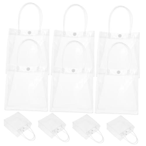 SOLUSTRE 10 Stück Teiliges Transparente PVC Tragetaschen Wiederverwendbare Einkaufstaschen mit Griffen Vielseitig Einsetzbar für Hochzeiten Partys und SOLUSTRE 10 Stück Teiliges Transparente PVC Tragetaschen Wiederverwendbare Einkaufstaschen mit Griffen Vielseitig Einsetzbar für Hochzeiten Partys und von SOLUSTRE