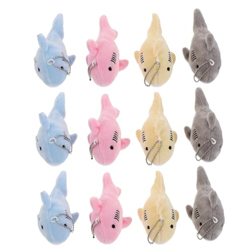 SOLUSTRE 12 Stück Teiliges Mini-plüsch Hai Schlüsselanhänger aus weichem Plüsch und robustem Metall Niedliche Meeres-tier Rucksack Taschenanhänger als Geschenkfüllung für Mottoparty von SOLUSTRE