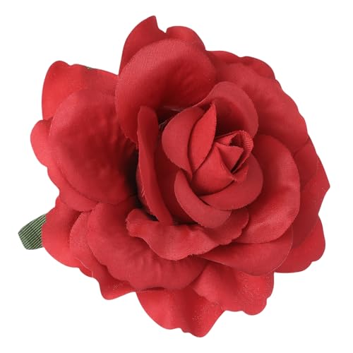 SOLUSTRE Hochzeitsdeko 2 In 1 Künstliche Große Rosenblüten-Haarnadel Blumen-Haarspangen-Brosche Für Damen Party Hochzeit Mattrot Weihnachtsdeko von SOLUSTRE