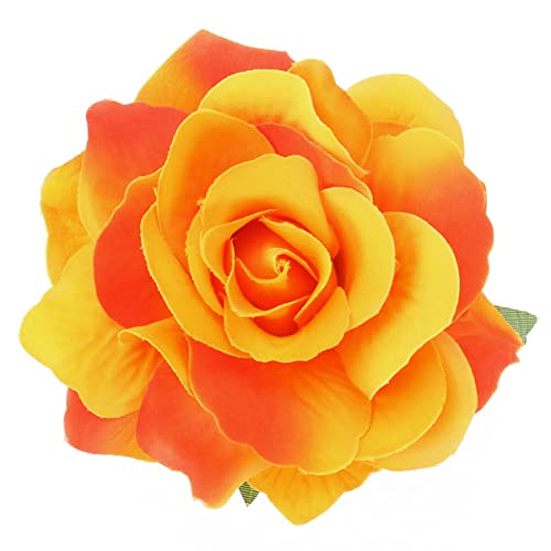 SOLUSTRE Haarschmuck 2 In 1 Künstliche Große Rosenblüten-Haarnadel Blumen-Haarspangen-Brosche Für Damen Party Hochzeit Orange Rosenhaarspangen Für Mädchen von SOLUSTRE