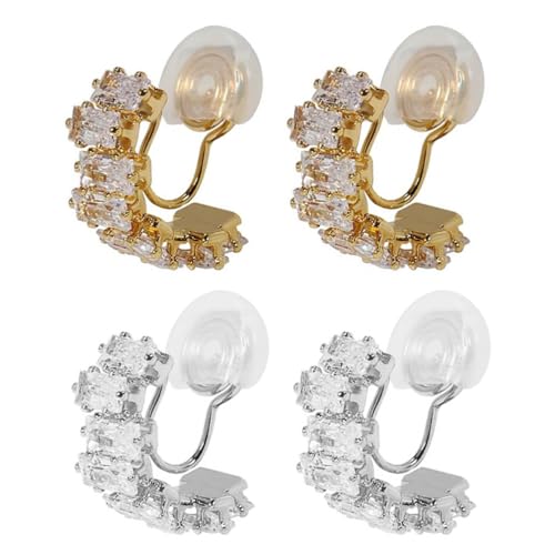 SOLUSTRE 2 Paar Kristalle Ohr Manschetten Climber Ohrringe für Frauen Knorpel Crawler Ohrring Piercing Post Pin Ohrstecker Schmuck Verschiedene Farben von SOLUSTRE