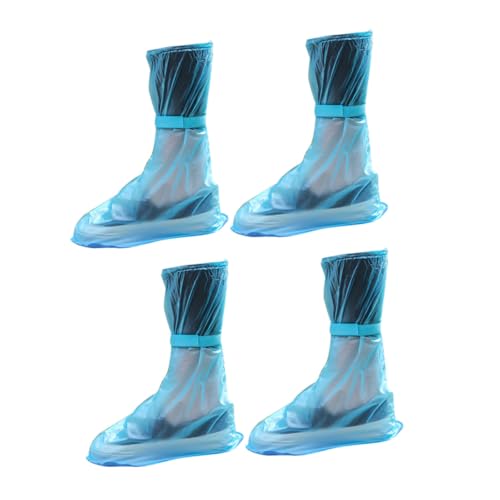 SOLUSTRE 2 Paare wasserdichte Überschuhe aus Dickem PVC rutschfeste Praktische Schuhüberzieher mit Schaft Strapazierfähig und Leicht XL Passend für Schuhgröße Blau für Outdoor Einsatz von SOLUSTRE