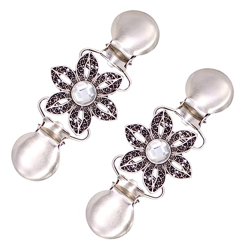 SOLUSTRE 2 Stück Damen Cardigan Clips mit Kristallbrosche Leichte Kompakte Kleidungshalter für Schals Pullover und Kleider Eleganter Schalclip für Vielseitige Anlässe von SOLUSTRE