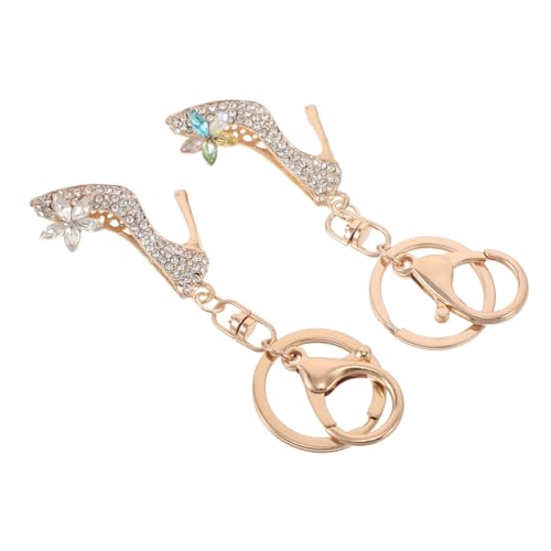 SOLUSTRE 2 Stück Hochzeits Schuh Schlüsselanhänger Glitzernde High Heel Charms für Auto Handtasche und Dekoration Kristall Schmuck für Frauen mit Funkelnden Strasssteinen von SOLUSTRE
