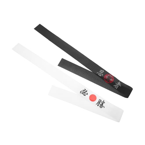 SOLUSTRE 2 Stück Japanische Ninja Stirnbänder Atmungsaktiv Komfortabel Langlebig Vielseitig für Karate Kochen Sport und Alltag Traditionelle Samurai Kopfbedeckung Praktische Haarbänder von SOLUSTRE