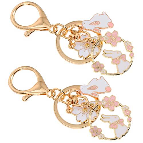 SOLUSTRE 2 Stück Kirschblüten Schlüsselanhänger Kaninchen Anhänger aus Robustem Zinklegierung Dekorativ für Schlüssel Rucksack Geschenkidee für Kindergeburtstag Schulfeiern Damen Tasche von SOLUSTRE