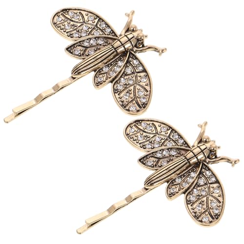 SOLUSTRE 2 Stück Libelle Haars pange haarnadel haar dekorative Haarspange für Mädchen Haarschmuck für Frauen Haarspangen für Mädchen Libellen-Haarnadeln Haarzubehör Legierung Golden von SOLUSTRE