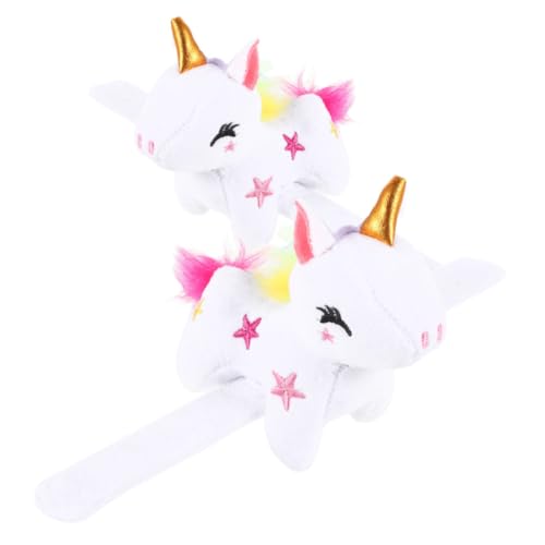 SOLUSTRE 2 Stück einhorn armband für ausgestopft Stofftier -Slap -Armband Tierarmbänder Slap -Bänder Party-Slap-Armbänder Tierarmband Partyzubehör Animal-Slap-Armbänder Plüsch Weiß von SOLUSTRE