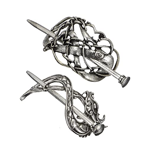 SOLUSTRE 2pcs Viking Celtic Knot Hairpins Clips Retro Silve Hair Clips Vintage Metal Hair Barrette for Women Girls von SOLUSTRE